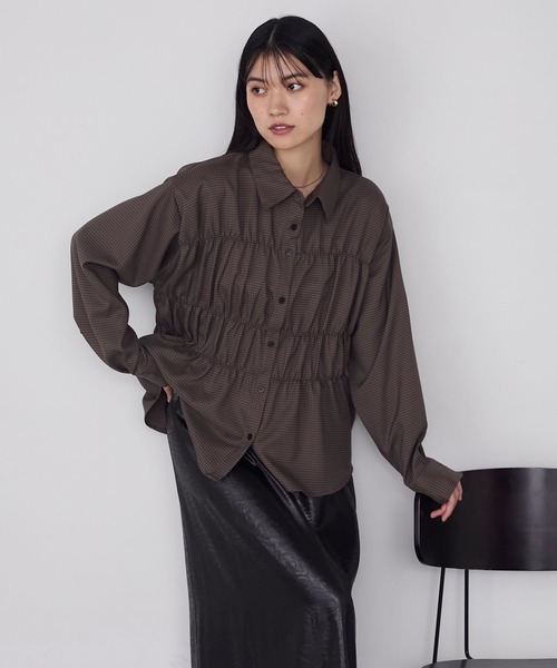 forksy.】シャーリングビスチェ風デザイン長袖シャツ forksy.│MONO