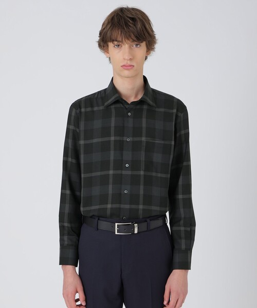 BLACK LABEL CRESTBRIDGE(ブラックレーベル・クレストブリッジ)の「ウォッシャブルウールクレストブリッジチェックセミワイドカラーシャツ(シャツ/ブラウス・メンズ・グリーン系その他3/ブラック・S/L/M/XL)」の3枚目の写真