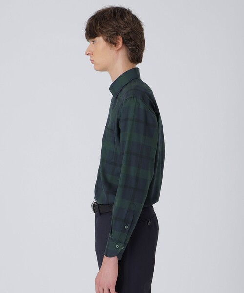 BLACK LABEL CRESTBRIDGE(ブラックレーベル・クレストブリッジ)の「ウォッシャブルウールクレストブリッジチェックセミワイドカラーシャツ(シャツ/ブラウス・メンズ・グリーン系その他3/ブラック・S/L/M/XL)」の8枚目の写真
