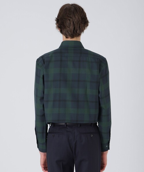 BLACK LABEL CRESTBRIDGE(ブラックレーベル・クレストブリッジ)の「ウォッシャブルウールクレストブリッジチェックセミワイドカラーシャツ(シャツ/ブラウス・メンズ・グリーン系その他3/ブラック・S/L/M/XL)」の9枚目の写真