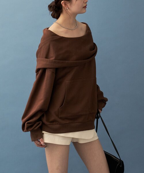 フーディーオフショルスウェット（パーカー）｜mystic（ミスティック