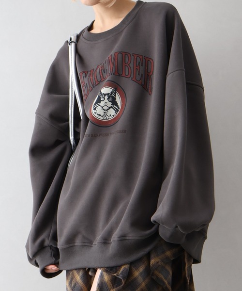 SpRay(スプレイ)の「ネコカレッジスウェット(スウェット・レディース・オートミール/グレー/チャコールグレー/ブラック・FREE)」の7枚目の写真