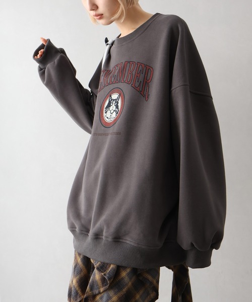 SpRay(スプレイ)の「ネコカレッジスウェット(スウェット・レディース・オートミール/グレー/チャコールグレー/ブラック・FREE)」の9枚目の写真