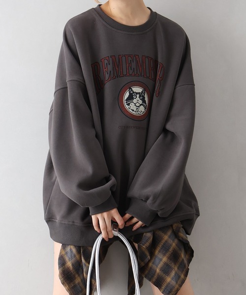 SpRay(スプレイ)の「ネコカレッジスウェット(スウェット・レディース・オートミール/グレー/チャコールグレー/ブラック・FREE)」の12枚目の写真