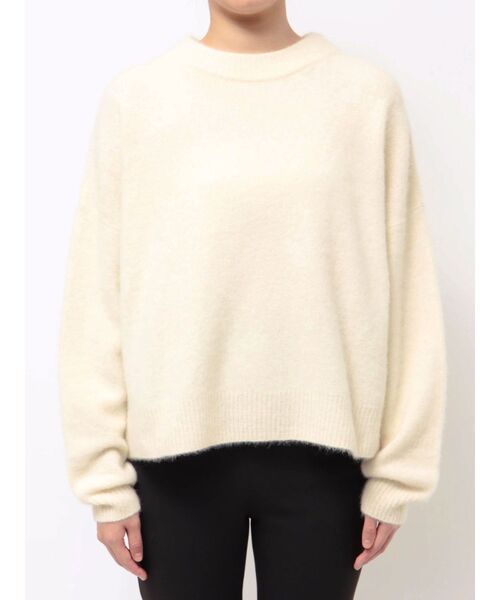 ELENDEEK（エレンディーク）の「フォックスウールアシンメトリーニット（ニット/セーター・レディース・ブラック/パープル/イエロー/アイボリー/モカ・FREE）」の19枚目の写真