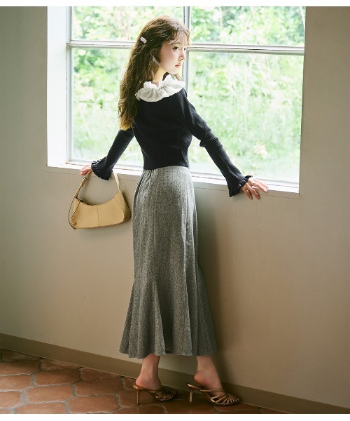 PEACH JOHN（ピーチジョン）の「ツイードマーメイドスカート（スカート・レディース・ブラック/グレー・SMALL/MEDIUM）」の8枚目の写真