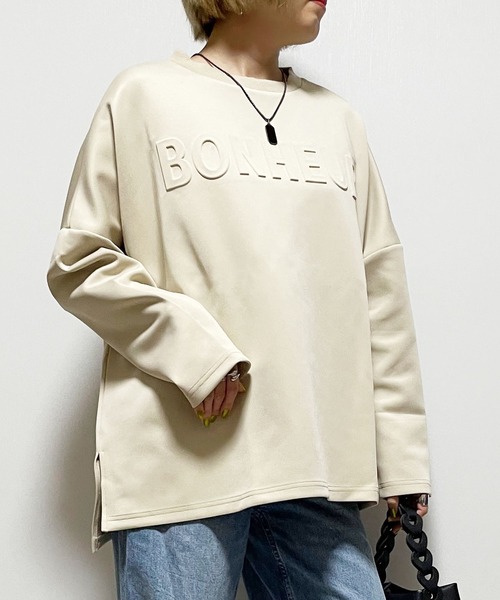 Fizz(フィズ)の「エンボスロゴオーバーサイズプルオーバー(スウェット・レディース・ブラック/モカ/グレー/グレイッシュベージュ・FREE)」の4枚目の写真