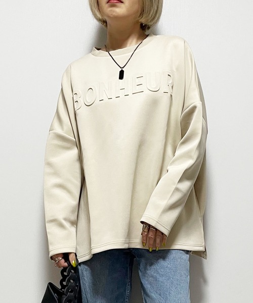 Fizz(フィズ)の「エンボスロゴオーバーサイズプルオーバー(スウェット・レディース・ブラック/モカ/グレー/グレイッシュベージュ・FREE)」の7枚目の写真