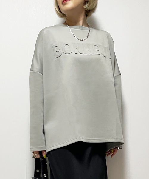 Fizz(フィズ)の「エンボスロゴオーバーサイズプルオーバー(スウェット・レディース・ブラック/モカ/グレー/グレイッシュベージュ・FREE)」の10枚目の写真