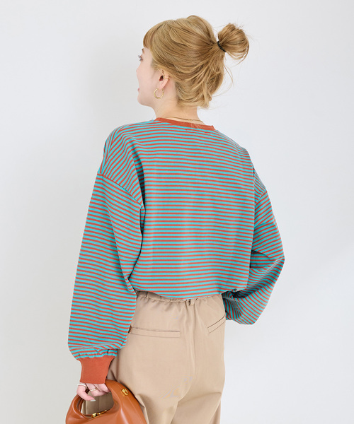 B.C STOCK(ベーセーストック)の「《追加5》【WEB限定】ウォッシャブル / ボーダーロンTEE(Tシャツ/カットソー・レディース・パープル/ピンク/ブルー・FREE)」の9枚目の写真