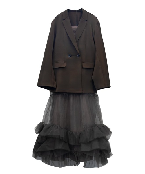 ボリュームチュールジャケットセットドレス / volume tulle jacket set