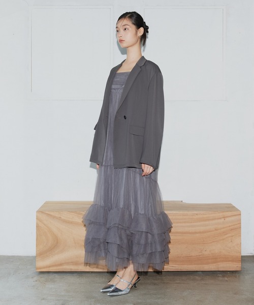 ANDRESD(アンドレスド)の「【2点セットアイテム】ボリュームチュールジャケットセットドレス / volume tulle jacket set dress(ドレス・レディース・ブラック/チャコール/ベージュ・S/M/L)」の11枚目の写真