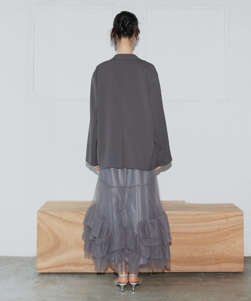 ANDRESD(アンドレスド)の「【2点セットアイテム】ボリュームチュールジャケットセットドレス / volume tulle jacket set dress(ドレス・レディース・ブラック/チャコール/ベージュ・S/M/L)」の12枚目の写真