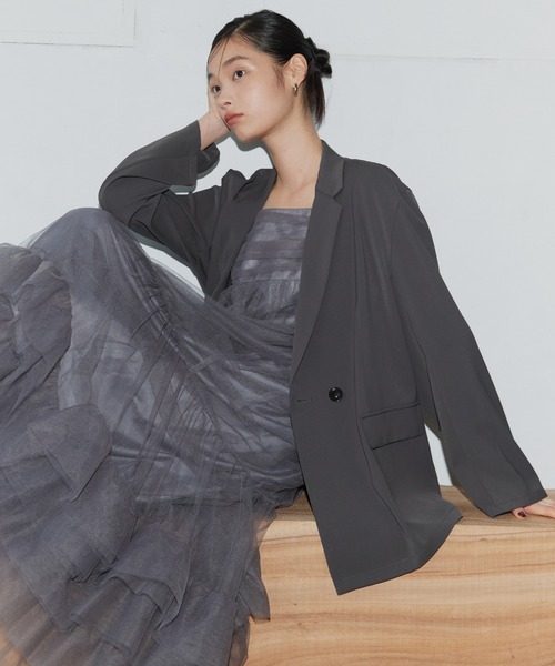 ANDRESD(アンドレスド)の「【2点セットアイテム】ボリュームチュールジャケットセットドレス / volume tulle jacket set dress(ドレス・レディース・ブラック/チャコール/ベージュ・S/M/L)」の4枚目の写真