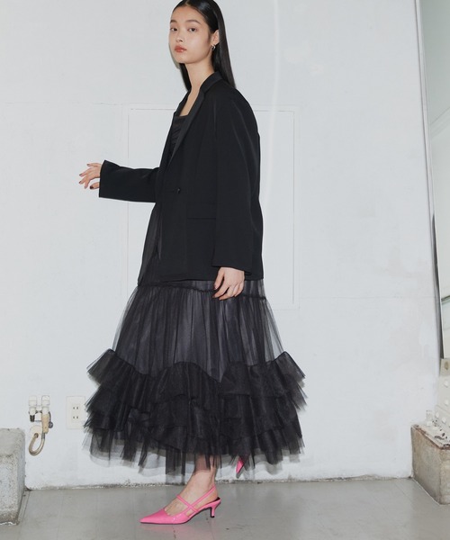 ANDRESD(アンドレスド)の「【2点セットアイテム】ボリュームチュールジャケットセットドレス / volume tulle jacket set dress(ドレス・レディース・ブラック/チャコール/ベージュ・S/M/L)」の22枚目の写真