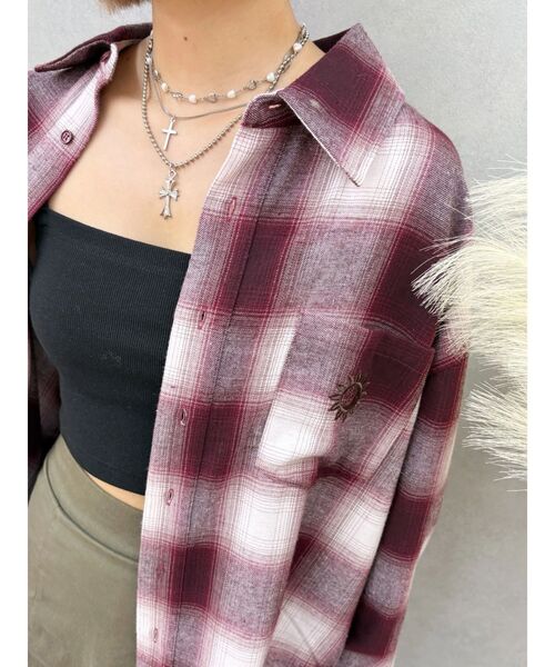 EVRIS（エヴリス）の「オンブレチェックSUNNYオーバーサイズシャツ（シャツ/ブラウス・レディース・ブラック/レッド・FREE）」の11枚目の写真