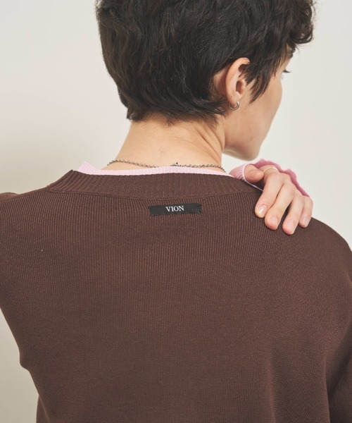 VION(ヴィオン)の「レイヤードニットカーディガン / Layered Knit Cardigan(カーディガン/ボレロ・レディース・ブラウン/ネイビー/ブラック・FREE)」の13枚目の写真