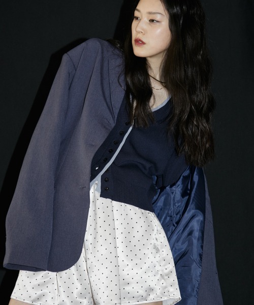 VION(ヴィオン)の「レイヤードニットカーディガン / Layered Knit Cardigan(カーディガン/ボレロ・レディース・ブラウン/ネイビー/ブラック・FREE)」の5枚目の写真