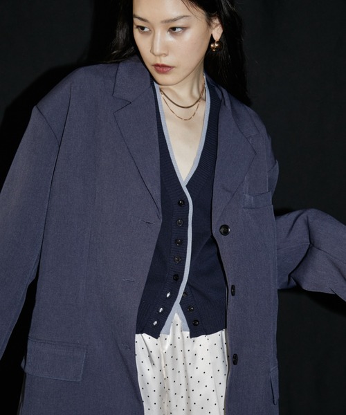 VION(ヴィオン)の「レイヤードニットカーディガン / Layered Knit Cardigan(カーディガン/ボレロ・レディース・ブラウン/ネイビー/ブラック・FREE)」の7枚目の写真