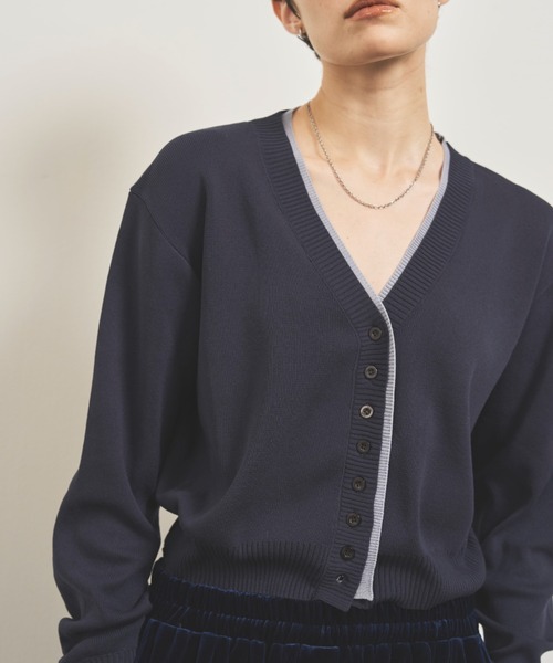 VION(ヴィオン)の「レイヤードニットカーディガン / Layered Knit Cardigan(カーディガン/ボレロ・レディース・ブラウン/ネイビー/ブラック・FREE)」の10枚目の写真