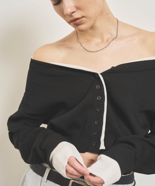 VION(ヴィオン)の「レイヤードニットカーディガン / Layered Knit Cardigan(カーディガン/ボレロ・レディース・ブラウン/ネイビー/ブラック・FREE)」の18枚目の写真