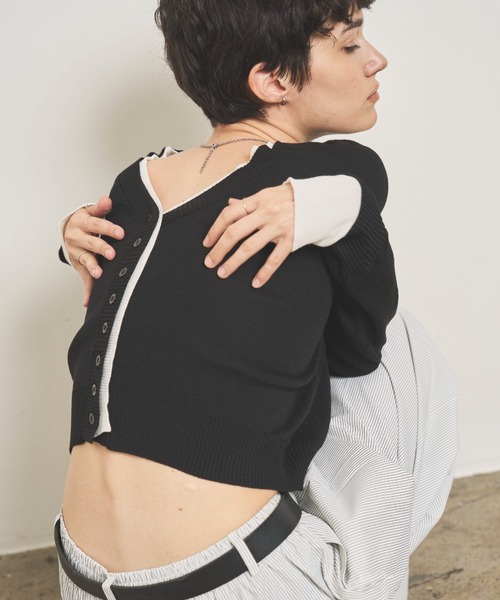 VION(ヴィオン)の「レイヤードニットカーディガン / Layered Knit Cardigan(カーディガン/ボレロ・レディース・ブラウン/ネイビー/ブラック・FREE)」の17枚目の写真
