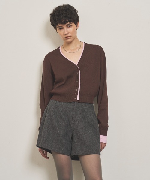 VION(ヴィオン)の「レイヤードニットカーディガン / Layered Knit Cardigan(カーディガン/ボレロ・レディース・ブラウン/ネイビー/ブラック・FREE)」の11枚目の写真