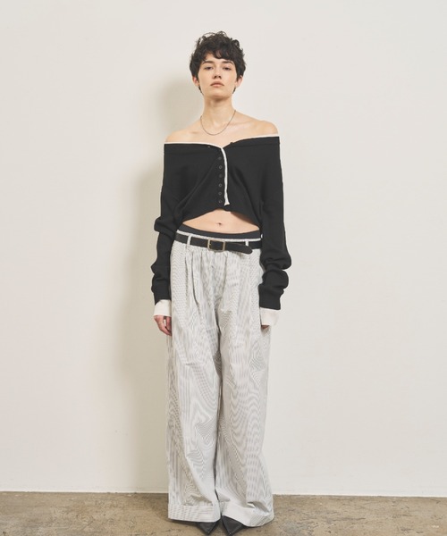 VION(ヴィオン)の「レイヤードニットカーディガン / Layered Knit Cardigan(カーディガン/ボレロ・レディース・ブラウン/ネイビー/ブラック・FREE)」の21枚目の写真