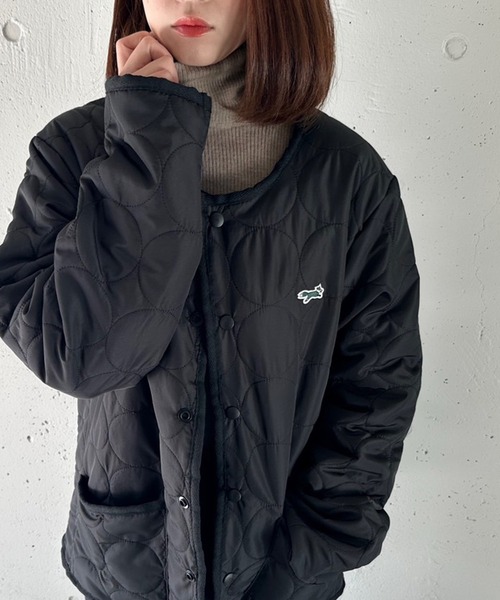 セール】裏ボアで暖かい！【THE FOX】ノーカラー裏ボアキルティング