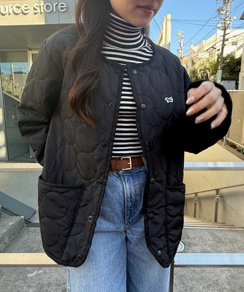 セール】裏ボアで暖かい！【THE FOX】ノーカラー裏ボアキルティング