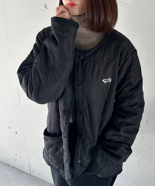 セール】裏ボアで暖かい！【THE FOX】ノーカラー裏ボアキルティング