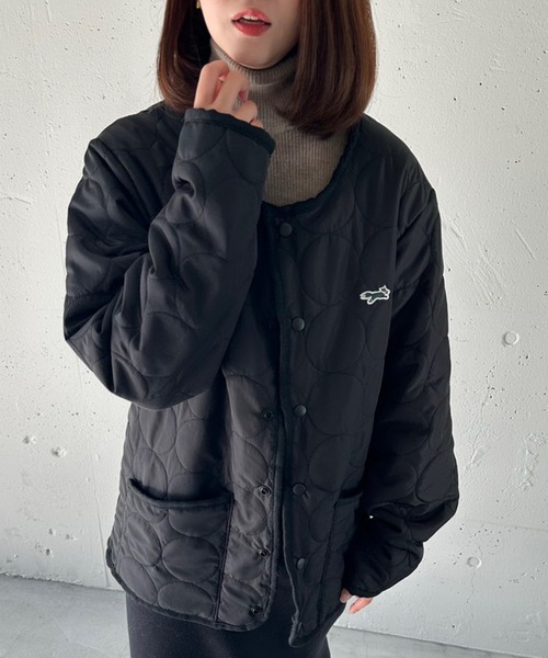 セール】裏ボアで暖かい！【THE FOX】ノーカラー裏ボアキルティング