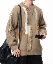 ダメージデザイン ニットプルオーバー/Distressed knit pullover aimoha neo