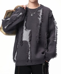 ダメージデザイン ニットプルオーバー/Distressed knit pullover aimoha neo
