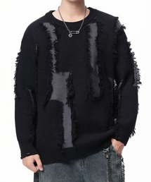 aimoha(�A�C���n)�̃_���[�W�f�U�C�� �j�b�g�v���I�[�o�[/Distressed knit pullover aimoha neo(�j�b�g/�Z�[�^�[)