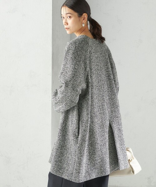 SHIPS（シップス）の「スパンコール ヘリンボーン ノーカラー コート（ノーカラーコート・レディース・ブラック・36/38）」の7枚目の写真