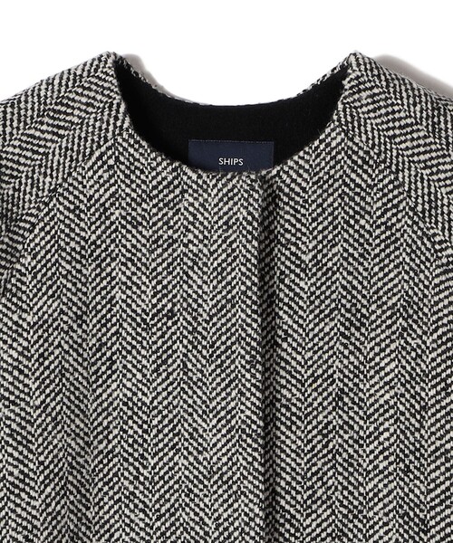 SHIPS（シップス）の「スパンコール ヘリンボーン ノーカラー コート（ノーカラーコート・レディース・ブラック・36/38）」の10枚目の写真