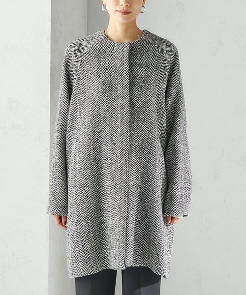 SHIPS（シップス）の「スパンコール ヘリンボーン ノーカラー コート（ノーカラーコート・レディース・ブラック・36/38）」の15枚目の写真