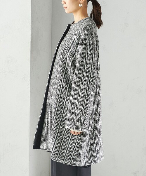 SHIPS（シップス）の「スパンコール ヘリンボーン ノーカラー コート（ノーカラーコート・レディース・ブラック・36/38）」の16枚目の写真