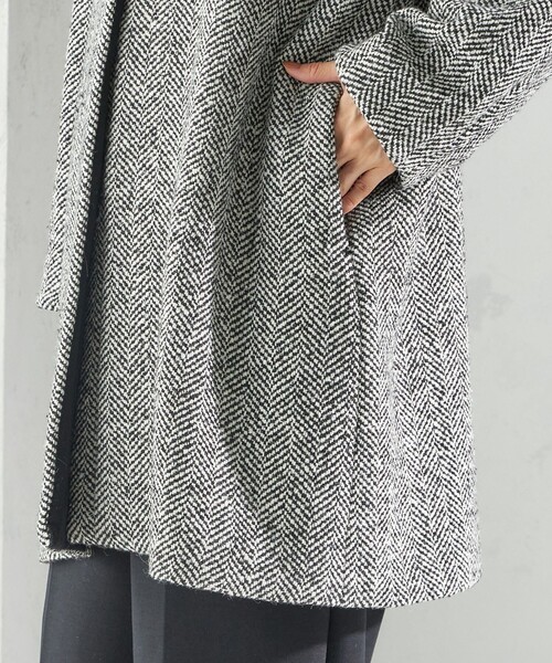 SHIPS（シップス）の「スパンコール ヘリンボーン ノーカラー コート（ノーカラーコート・レディース・ブラック・36/38）」の19枚目の写真