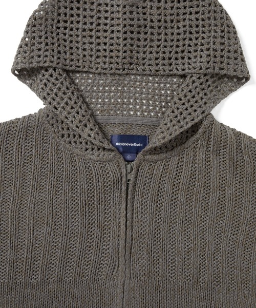 thisisneverthat（ディスイズネバーザット）の「Crochet Knit Zip Up Hoodie（カーディガン/ボレロ・メンズ・グレー/ライトブルー・L/M/S/XL）」の3枚目の写真