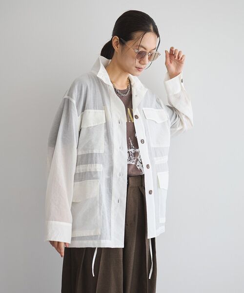 GARAGE OF GOOD CLOTHING(ガレージオブグッドクロージング)の「シアーミリタリージャケット(その他アウター・レディース・モカ/ライトグレー/ホワイト・FREE)」の11枚目の写真