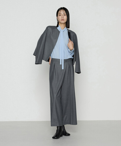 K.T KIYOKO TAKASE(キヨコタカセ)の「【セットアップ対応】ストレッチフラノ アシンメトリータックワイドパンツ(その他パンツ・レディース・トップグレー/ブラック/ベージュ系その他・9号)」の22枚目の写真
