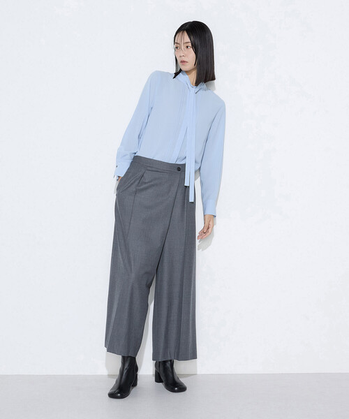 K.T KIYOKO TAKASE(キヨコタカセ)の「【セットアップ対応】ストレッチフラノ アシンメトリータックワイドパンツ(その他パンツ・レディース・トップグレー/ブラック/ベージュ系その他・9号)」の6枚目の写真