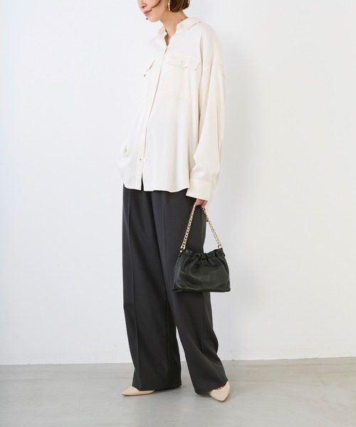 MICA&DEAL（マイカ＆ディール）の「モールスキンミリタリーシャツ（シャツ/ブラウス・レディース・ブラウン/カーキ/オフホワイト・FREE）」の6枚目の写真