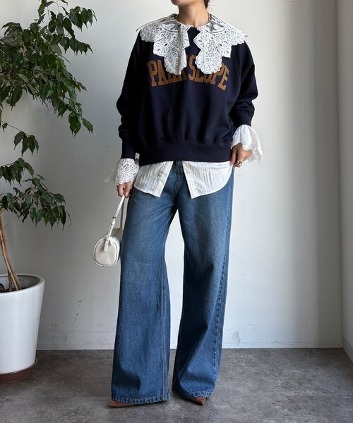 DouDou（ドゥドゥ）の「【WEB限定】ロゴプリントラグランワイドプルオーバー（Tシャツ/カットソー・レディース・グレー/アイボリー/ブラウン/ネイビー・FREE）」の12枚目の写真