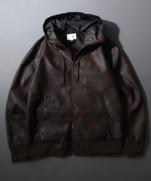 SITRY（シトリー）の「Synthetic Leather Zip Hoodie/フェイクレザー