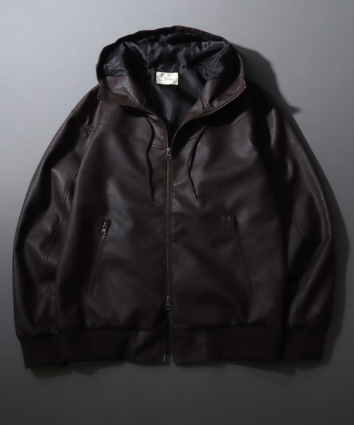 SITRY（シトリー）の「Synthetic Leather Zip Hoodie/フェイクレザー
