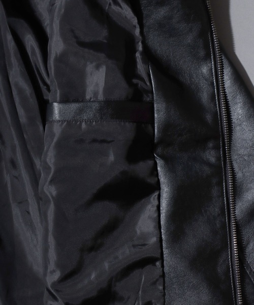 SITRY（シトリー）の「Synthetic Leather Zip Hoodie/フェイクレザー ヴィンテージライク ダブルジップ ブルゾン ジップパーカー フーディー（ブルゾン・メンズ・ブラウン系その他/ブラック/ブラウン・LL/L/M）」の18枚目の写真