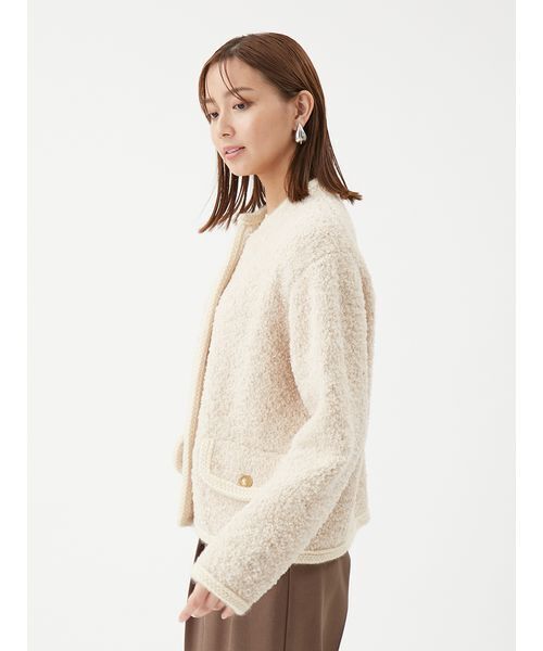 金釦テディラメニットジャケット（ノーカラージャケット）｜Mila Owen